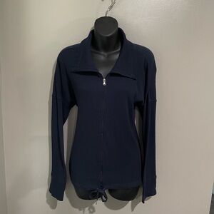 Ralph Lauren Waffle Knit Navy Zip Up Cardigan